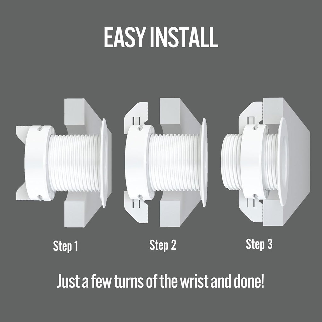 (1-Pack White) Cable, Wire & Cord Management - Self Locking Grommet with Cover for Walls, Ceilings, Desks, Used for All Surfaces 3/8” to 1” Thick, Made in USA