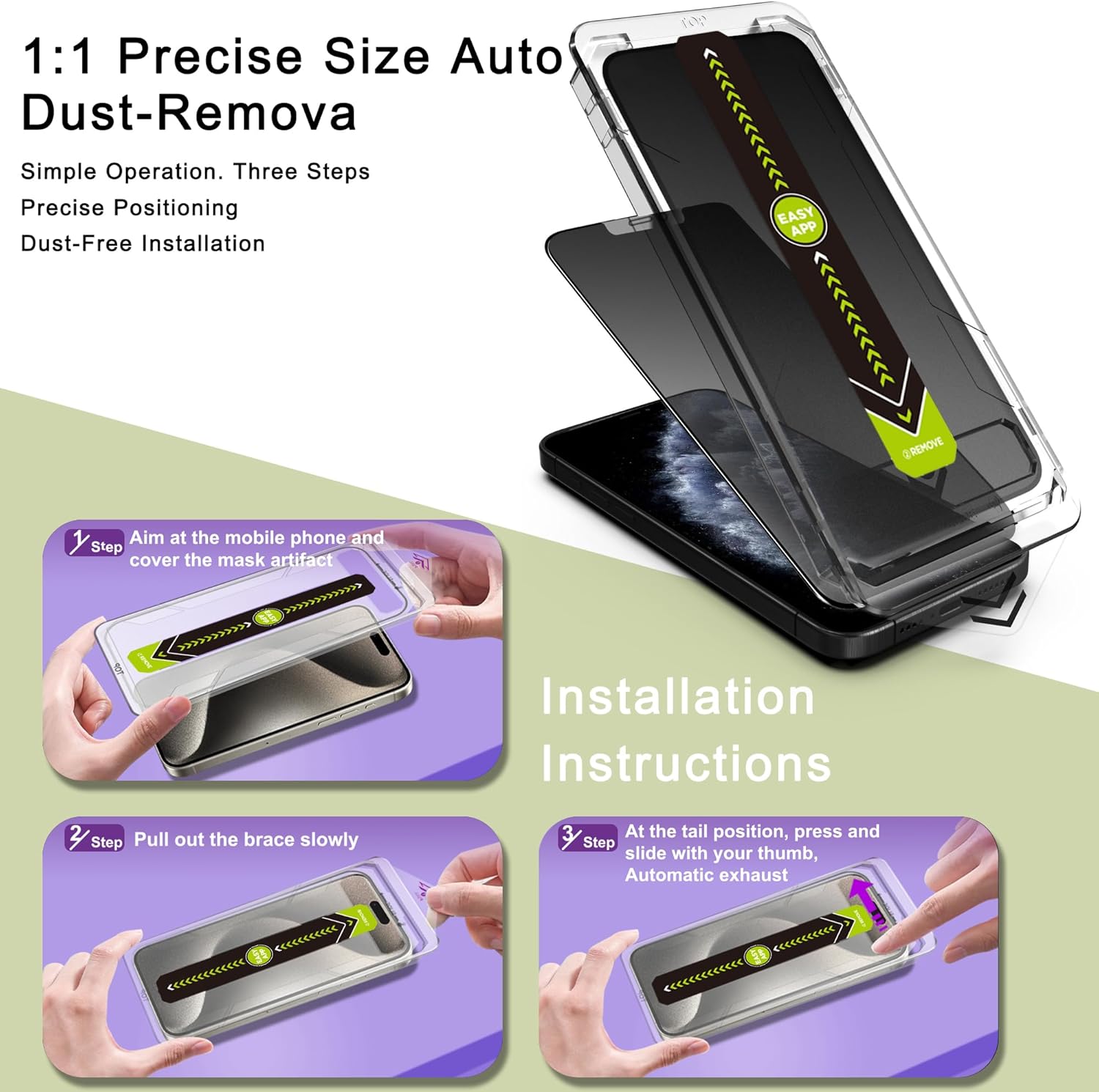 (2-Pack Matte Privacy Anti-Spy Screen Protector for iPhone X/XS/11 Pro (5.8-Inch),9H Tempered Glass,Anti-Glare,Full Coverage,Anti-Fingerprint,Auto Dust Removal,Bubble-Free