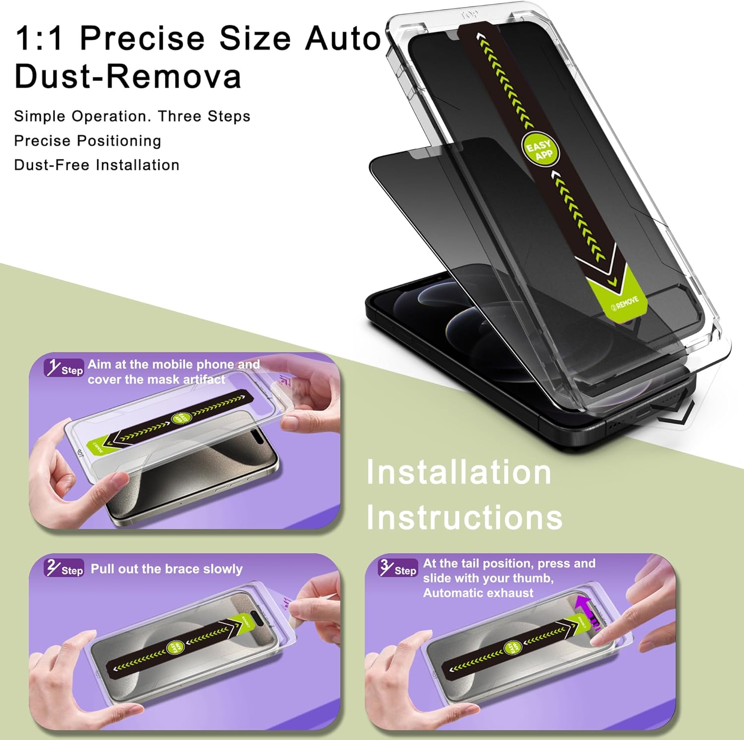 (2-Pack Matte Privacy Anti-Spy Screen Protector for iPhone 12 Pro Max (6.7-Inch),9H Tempered Glass,Anti-Glare,Full Coverage,Anti-Fingerprint,Auto Dust Removal,Bubble-Free