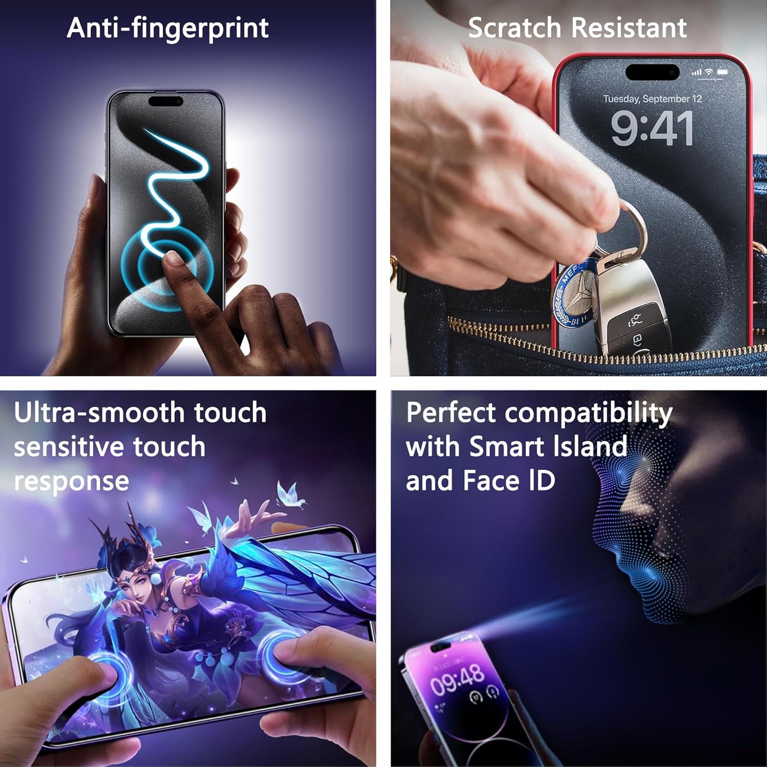 (2-Pack Anti-Spy Privacy Screen Protector for iPhone 16 Pro Max(6.9-Inch),9H Tempered Glass,Full Coverage,Anti-Fingerprint,Auto Dust Removal,Bubble-Free,Easy Installation